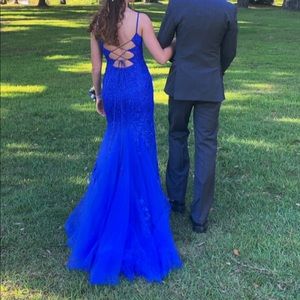 Fancy Frocks Size 0 Blue Scoop Neck Prom Dress